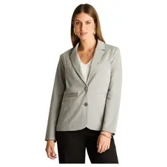 LORENZO DI PONTTI - Blazer Gris Básico Punto Roma con Dos Bolsillos