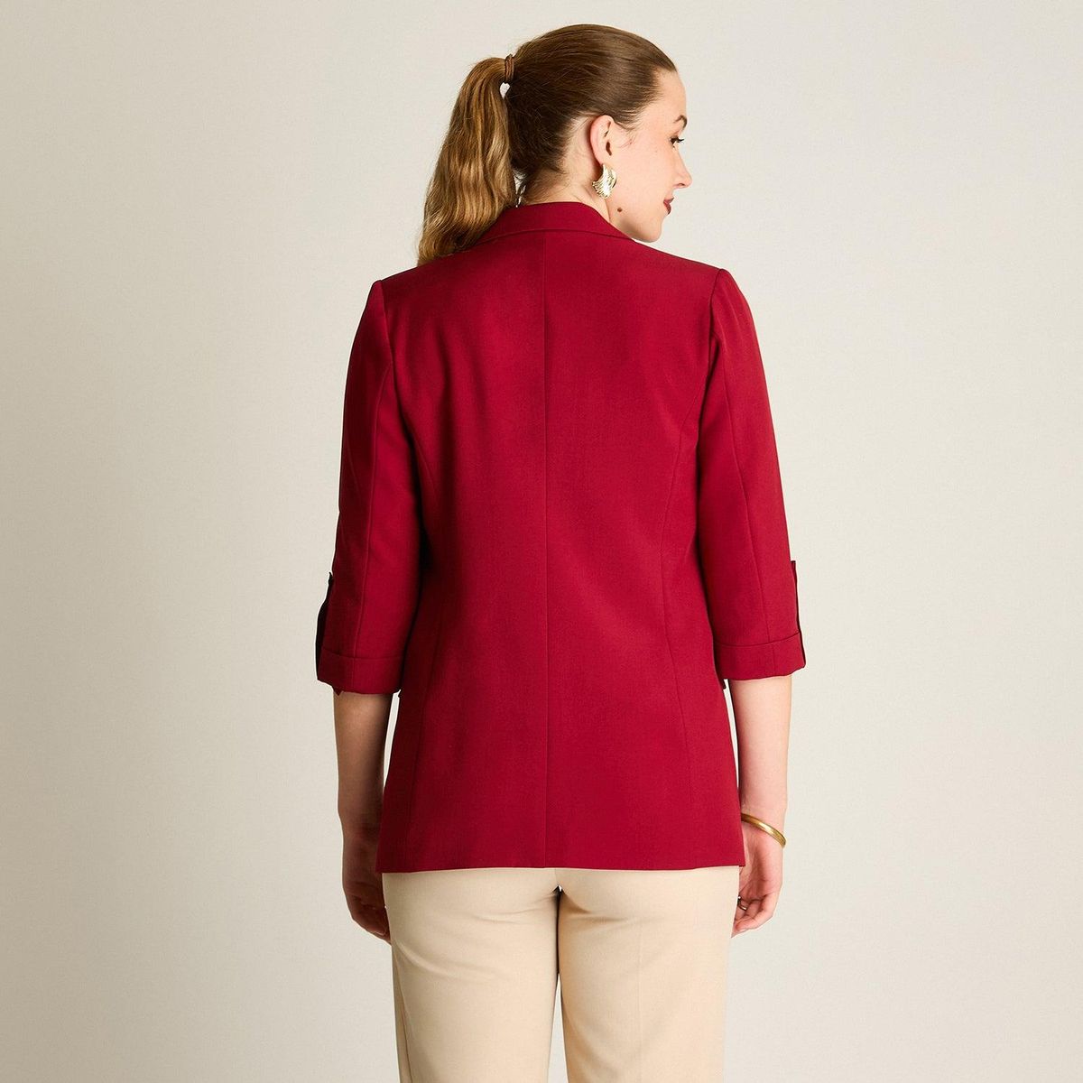 LORENZO DI PONTTI - Blazer Rojo Manga 3/4 con Bolsillos y Solapa
