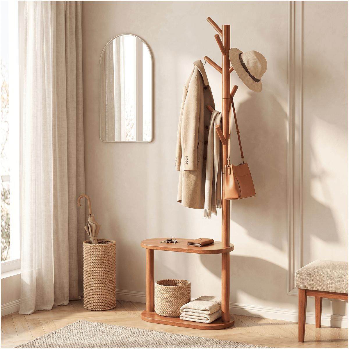 HOMER DESIGN - Perchero Árbol Con Repisa Estilo Nórdico Dormitorio Entrada