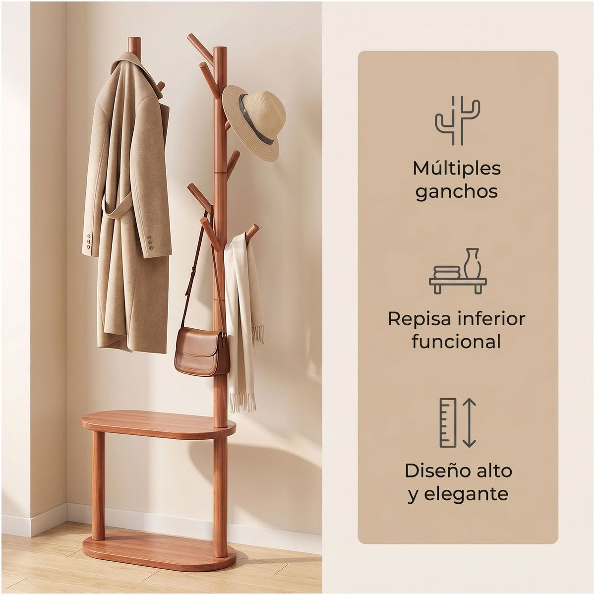 HOMER DESIGN - Perchero Árbol Con Repisa Estilo Nórdico Dormitorio Entrada