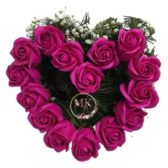 GENERICO - Mini Corazón de Condolencias Rosas Fucsias Eternas