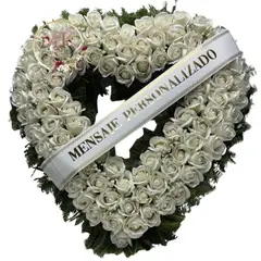 GENERICO - Corona Corazón de Condolencias de 100 Rosas Eternas, Cinta Personalizada y Atril