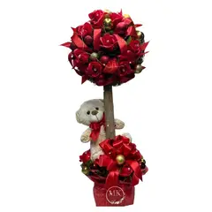 GENERICO - Árbol de Navidad con Rosas eternas y Peluche