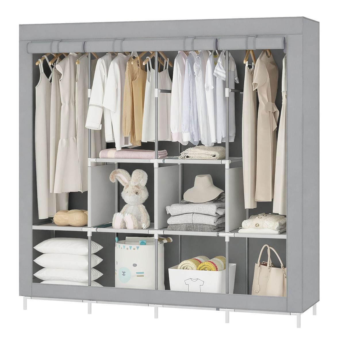 YEP S - Armario Closet Ropero Armable Organizador Colgador XL Gris