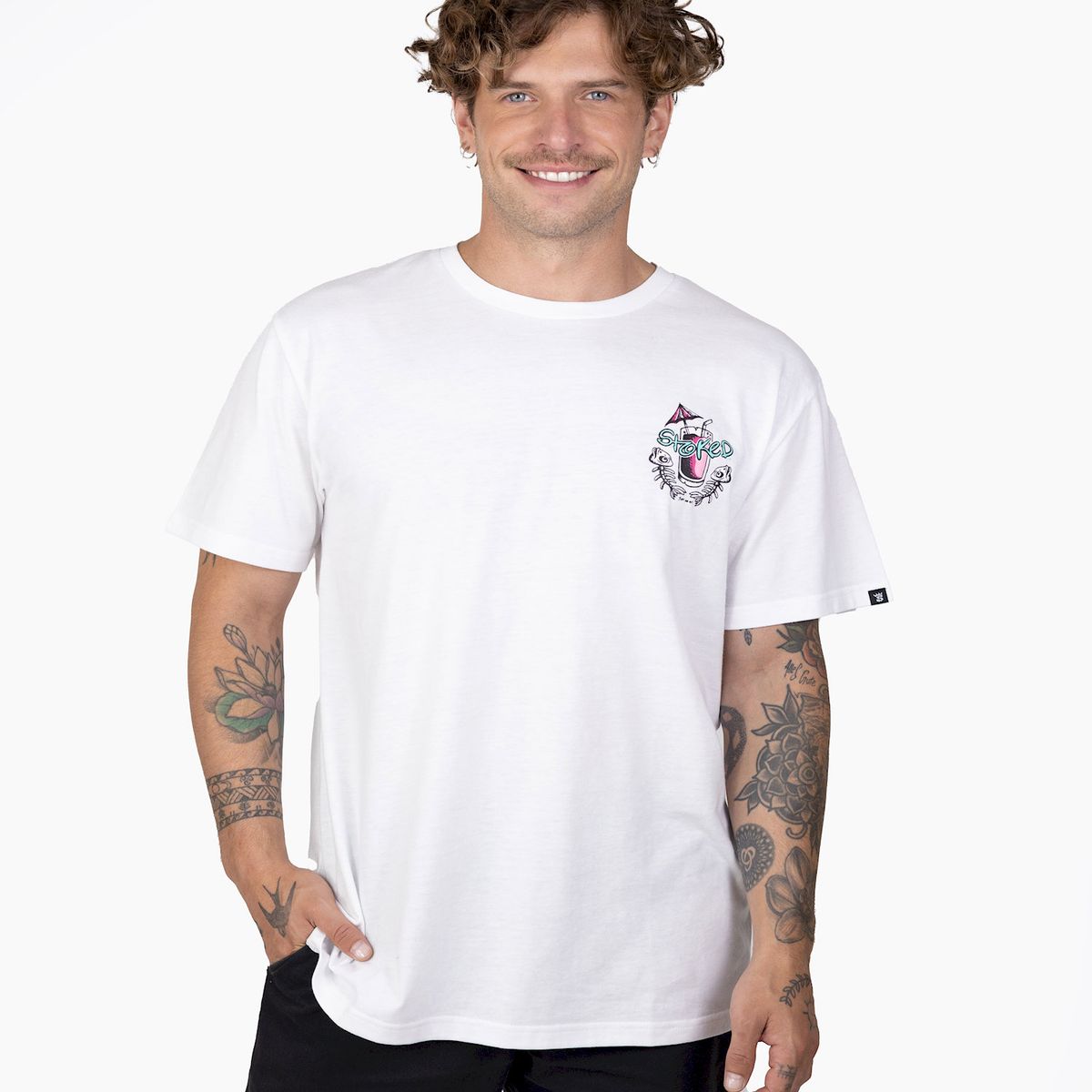 STOKED - Polera Hombre Shark Blanco Stoked