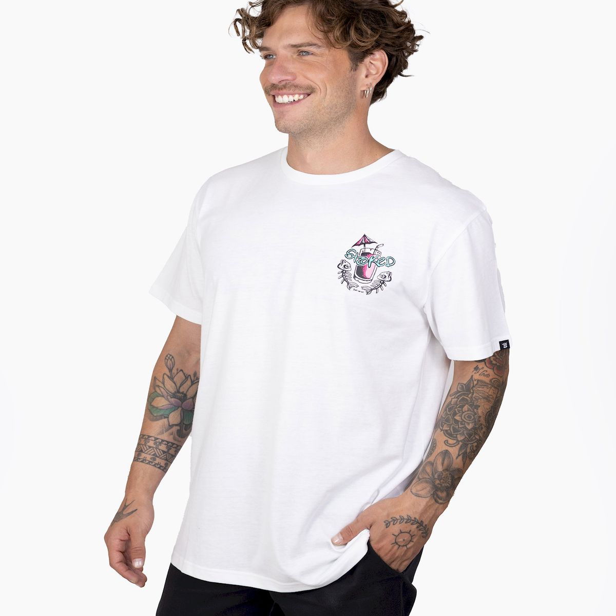 STOKED - Polera Hombre Shark Blanco Stoked