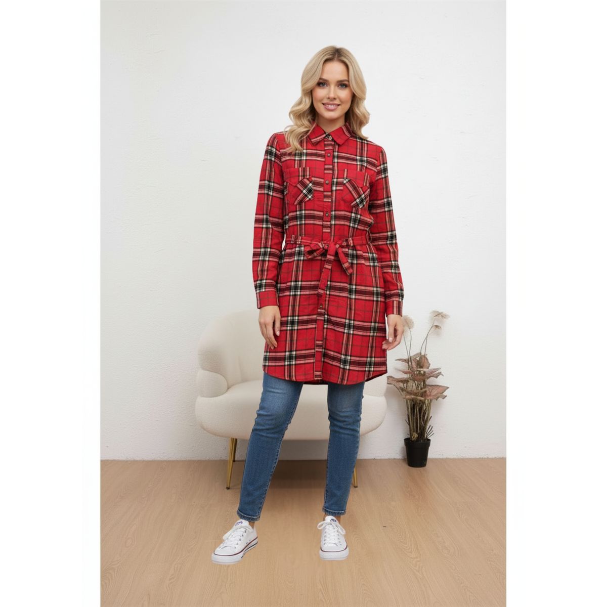 LIKE SHOP - Camisa Leñadora Mujer Blusón Manga Larga Gruesa Botones A1653