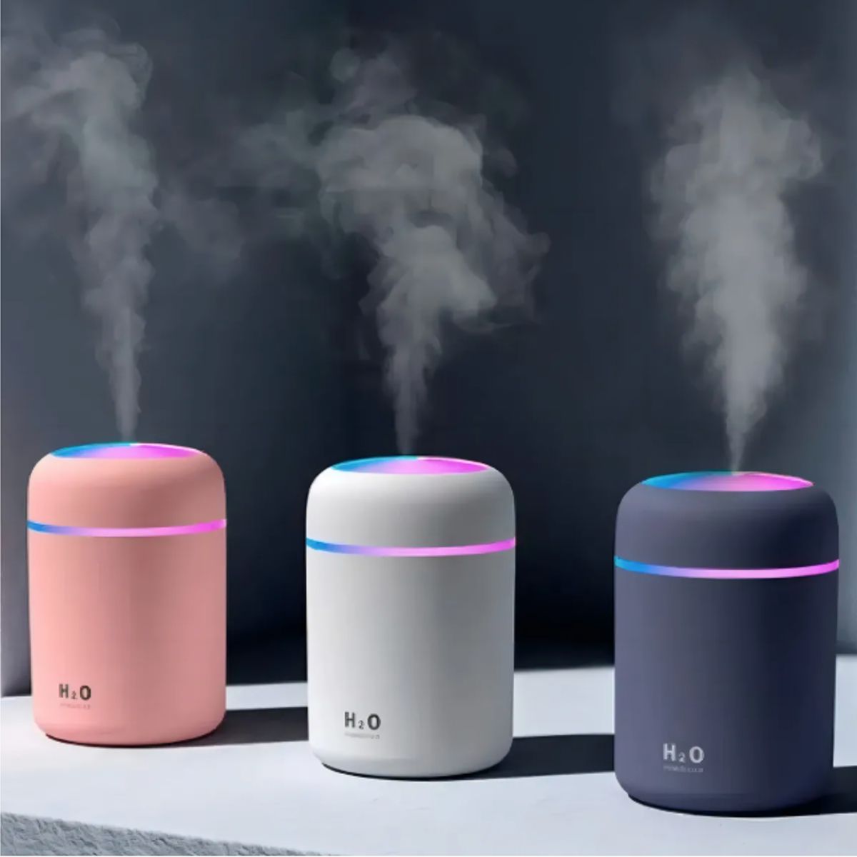 IRM - Humidificador USB Portátil EPM Home 300ml LED Rosa Claro Difusor Aromático