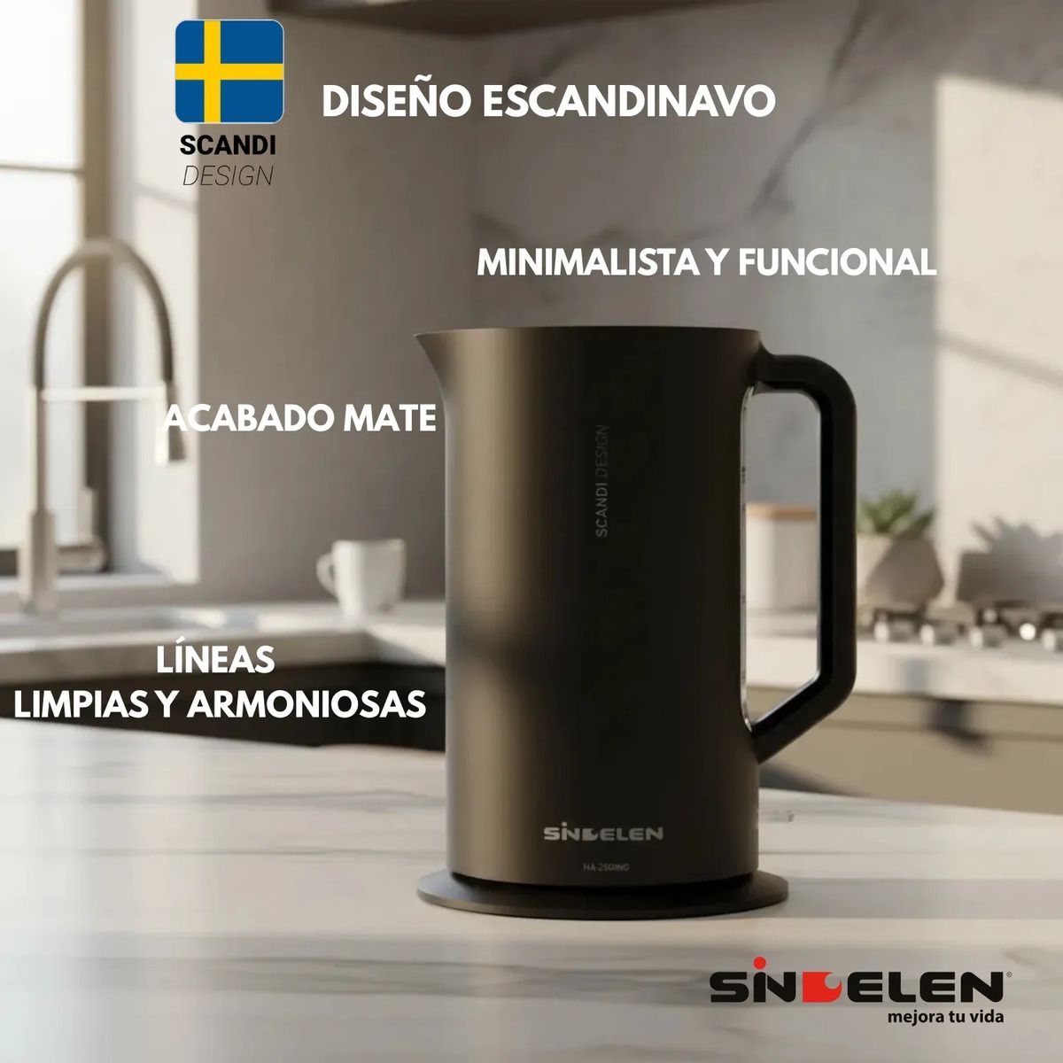 SINDELEN - Hervidor Agua Termo Electrico Sindelen 1,7lts Ha-2500ng