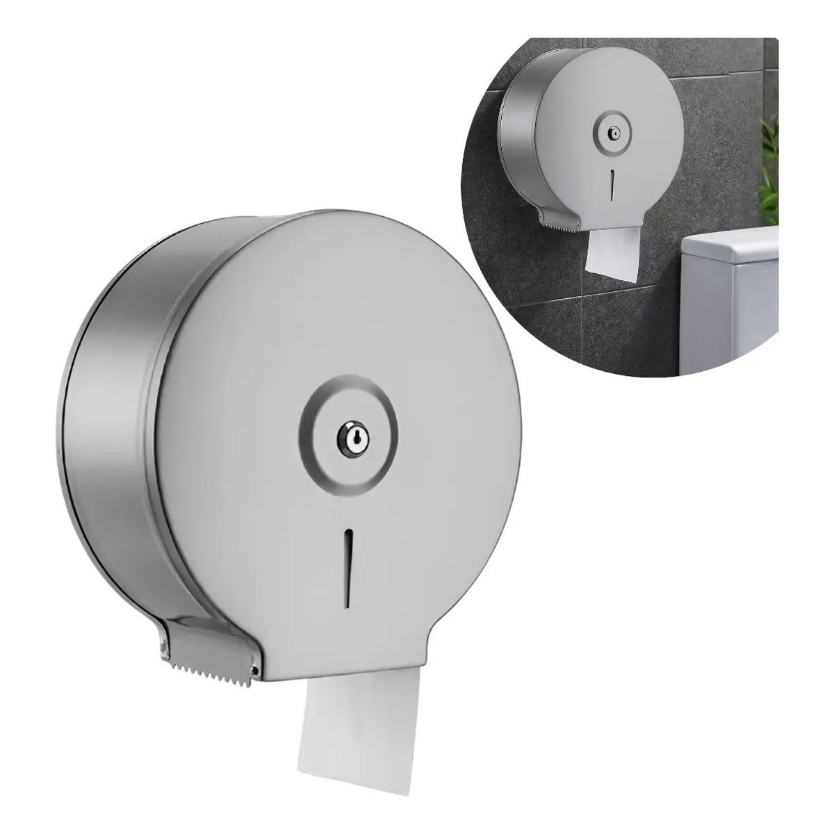 GENERICO - Dispensador Porta Papel Higiénico  Industrial En Acero Inoxidable Con Llave