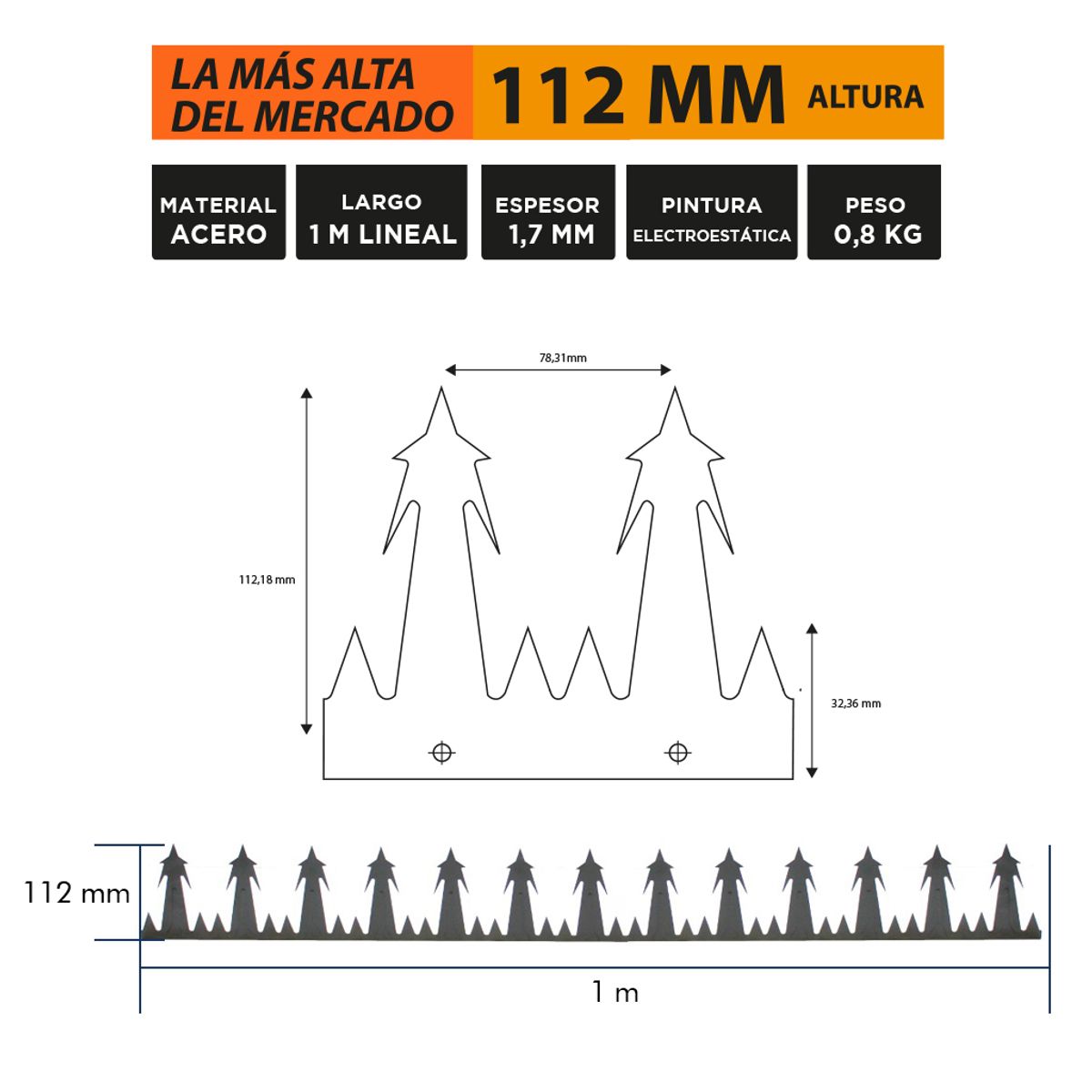 RAYUN - PACK 15 PROTECCIONES MURO 1 MT ARPON SOLDADO RAYUN