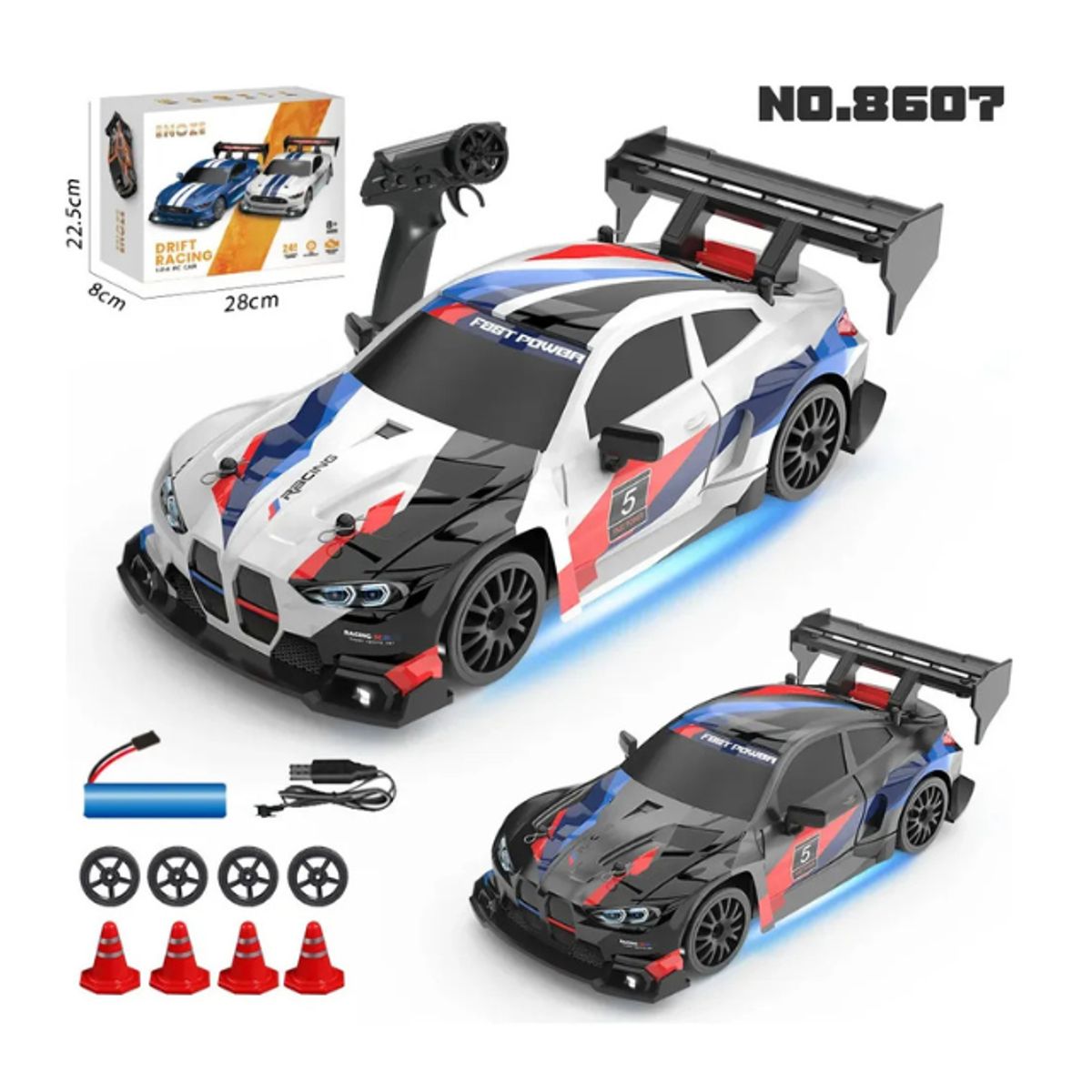 GENERICO - Auto Rc Drift 4x4 A Control Remoto Escala 124 Negro Rc Bmw Model Car
