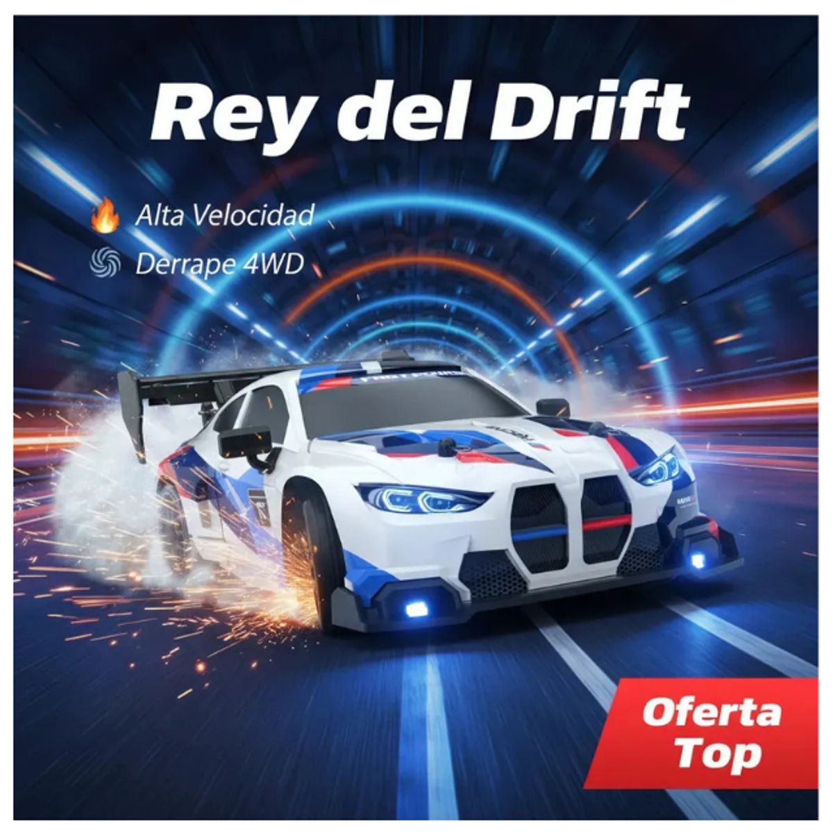 GENERICO - Auto Rc Drift 4x4 A Control Remoto Escala 124 Negro Rc Bmw Model Car