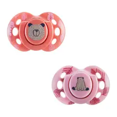 TOMMEE TIPPEE - CHUPETE DE SILICONA FUNFRIENDS 2 UNIDADES 6-18 MESES ROJO-ROSADO