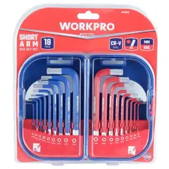 WORKPRO - Juego de llaves Allen planas de 18 piezas marca Workpro.