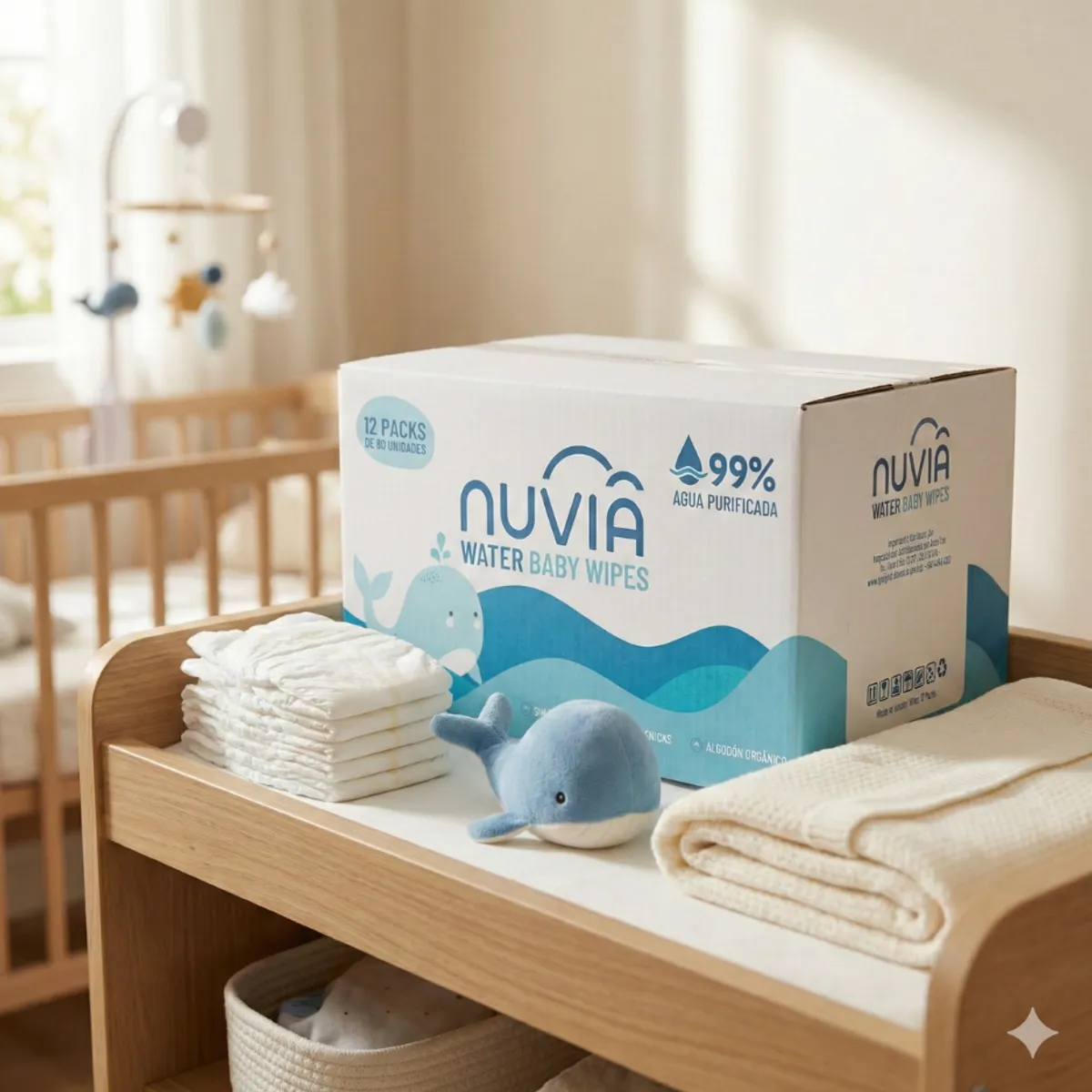 NUVIA - Wipes Toallitas Húmedas Nuvia 99% Agua Caja 12 x 60 unidades -720 Unidades