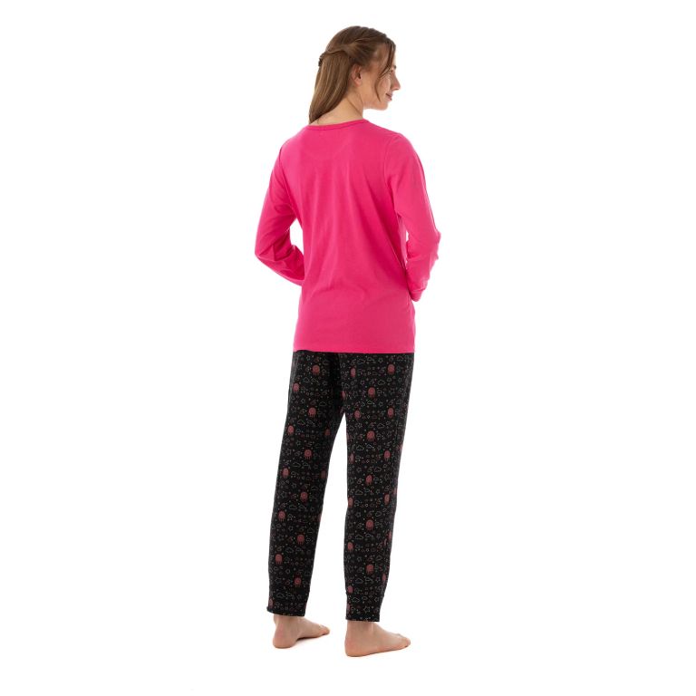 COD 1783 PIJAMA ALGODON , PANTALON ESTAMPADO Fucsia S