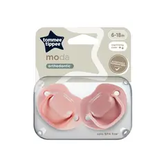 TOMMEE TIPPEE - CHUPETE DE SILICONA MODA 2 UNIDADES 6-18 MESES ROSADO