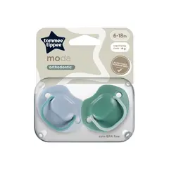 TOMMEE TIPPEE - CHUPETE DE SILICONA MODA 2 UNIDADES 6-18 MESES CELESTE