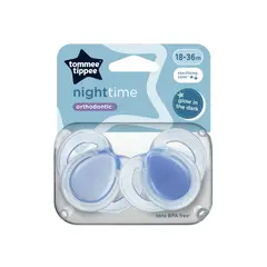 TOMMEE TIPPEE - CHUPETE DE SILICONA NIGHT TIME 2 UNIDADES 18-36 MESES BRILLA EN LA OSCURIDAD CELESTE