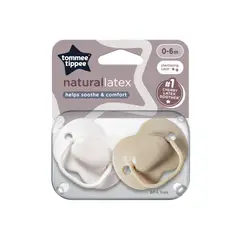 TOMMEE TIPPEE - CHUPETE NATURAL LATEX 2 UNIDADES 0-6 MESES TETINA FORMA CHERRY BEIGE
