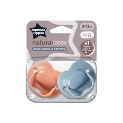 TOMMEE TIPPEE - CHUPETE NATURAL LATEX 2 UNIDADES 6-18 MESES TETINA FORMA CHERRY ROJO-AZUL