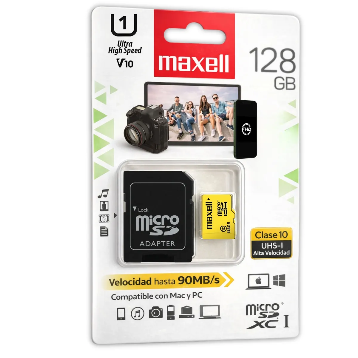 MAXELL - Memoria MicroSD Maxell 128GB Clase 10 High Speed UHS-1