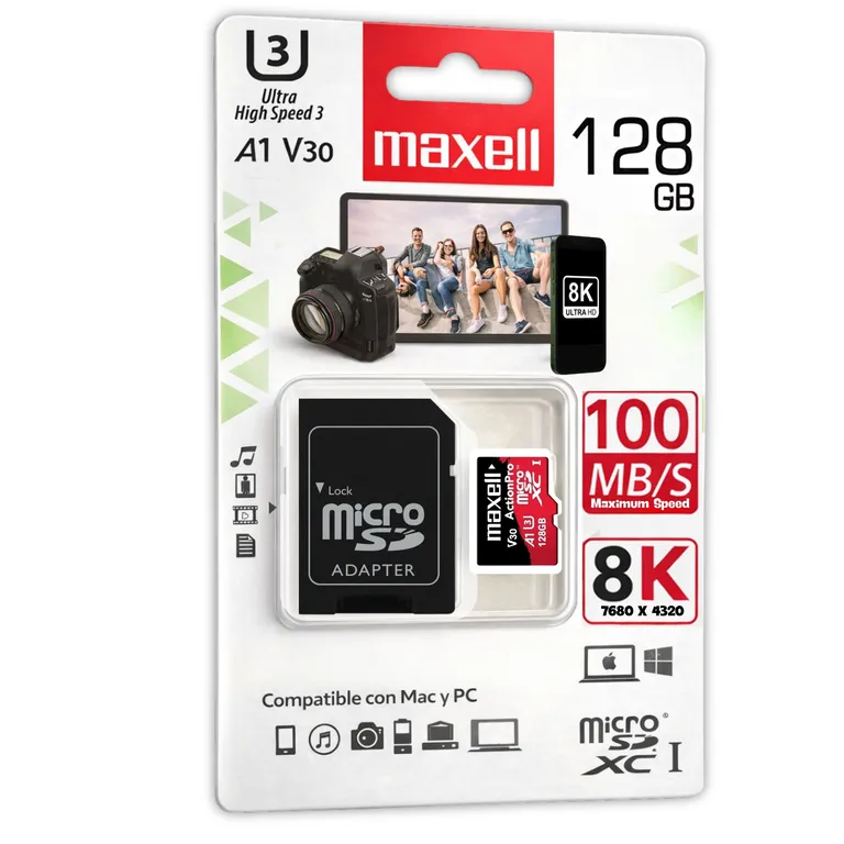 Memoria MicroSD 128GB Clase 10 Action Pro 8K