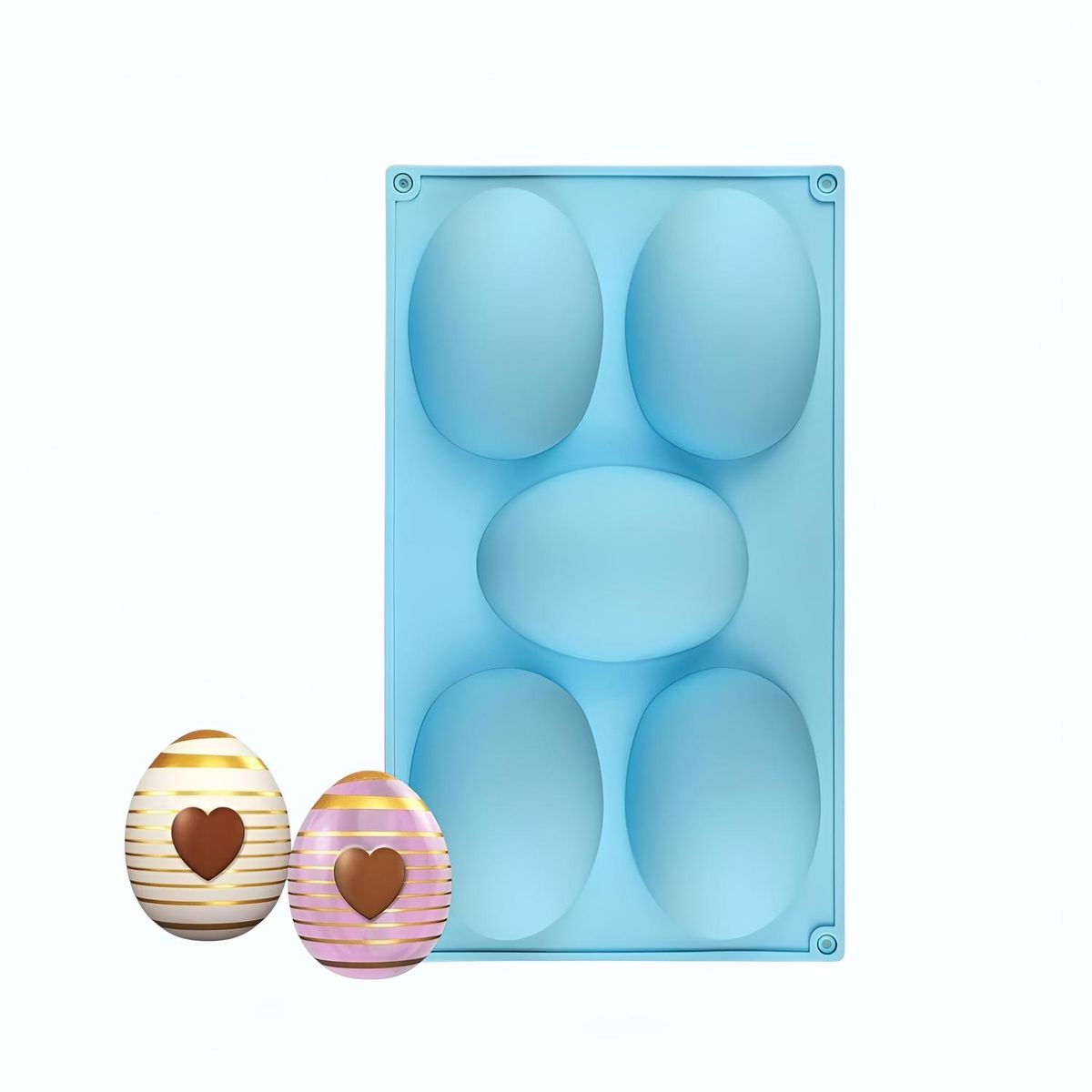 PASTELERIUSCL - Molde Huevos Grandes Para Rellenar Moldes Chocolates Pascua 5cav Molde De Silicona Huevos Pascuas