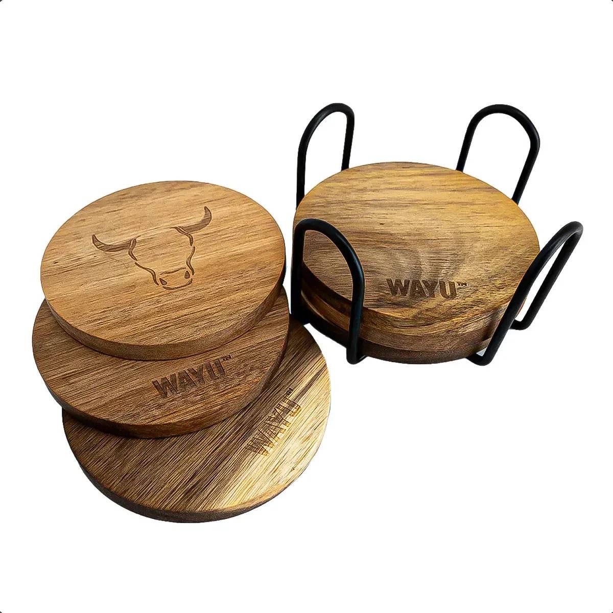 WAYU - Set 6 Posavasos Madera Posa Vaso Wayu