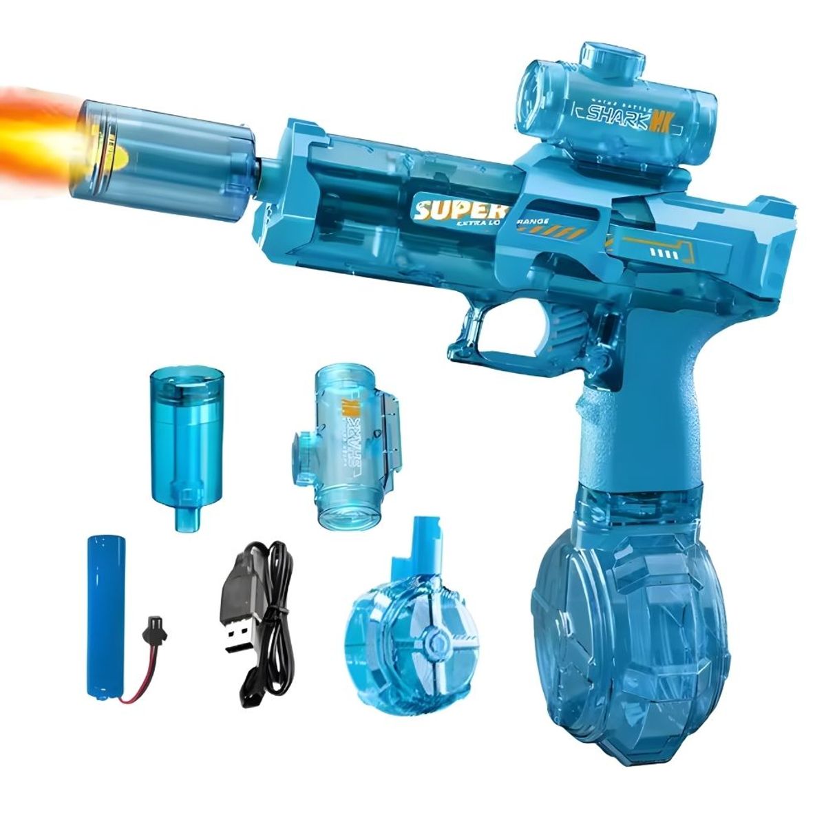 NOVYSTOR - Pistola de Agua Inalámbrica Recargable con Batería y luz