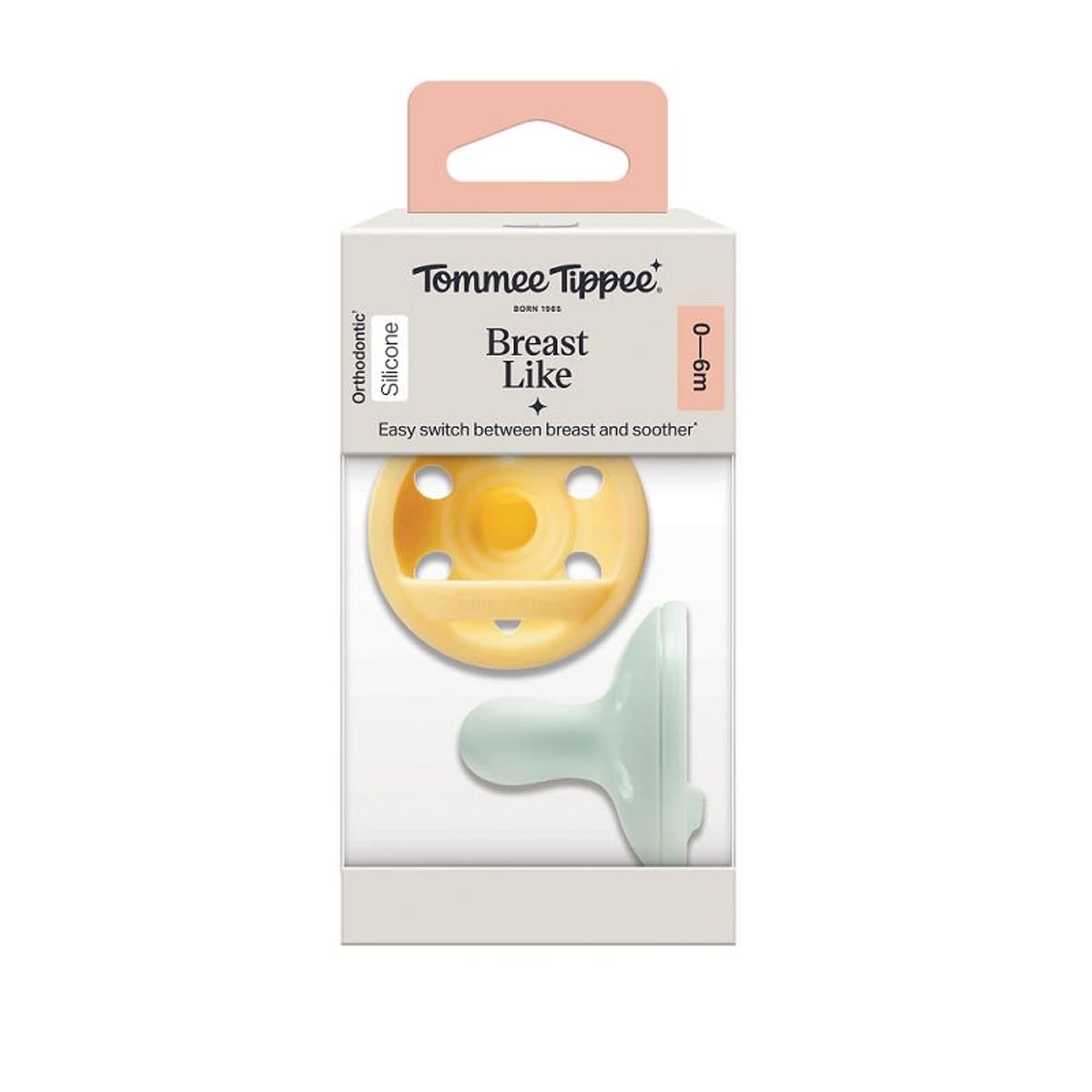 TOMMEE TIPPEE - CHUPETE DE SILICONA BREAST LIKE 2 UNIDADES 0-6 MESES CELESTE-AMARILLO