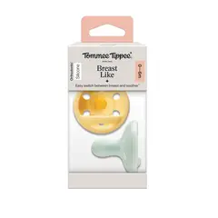 TOMMEE TIPPEE - CHUPETE DE SILICONA BREAST LIKE 2 UNIDADES 0-6 MESES CELESTE-AMARILLO