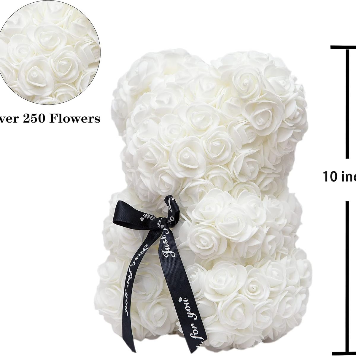 MOVI - Oso de Rosas 26 cm de Goma Eva con Caja Transparente – Regalo San Valentín