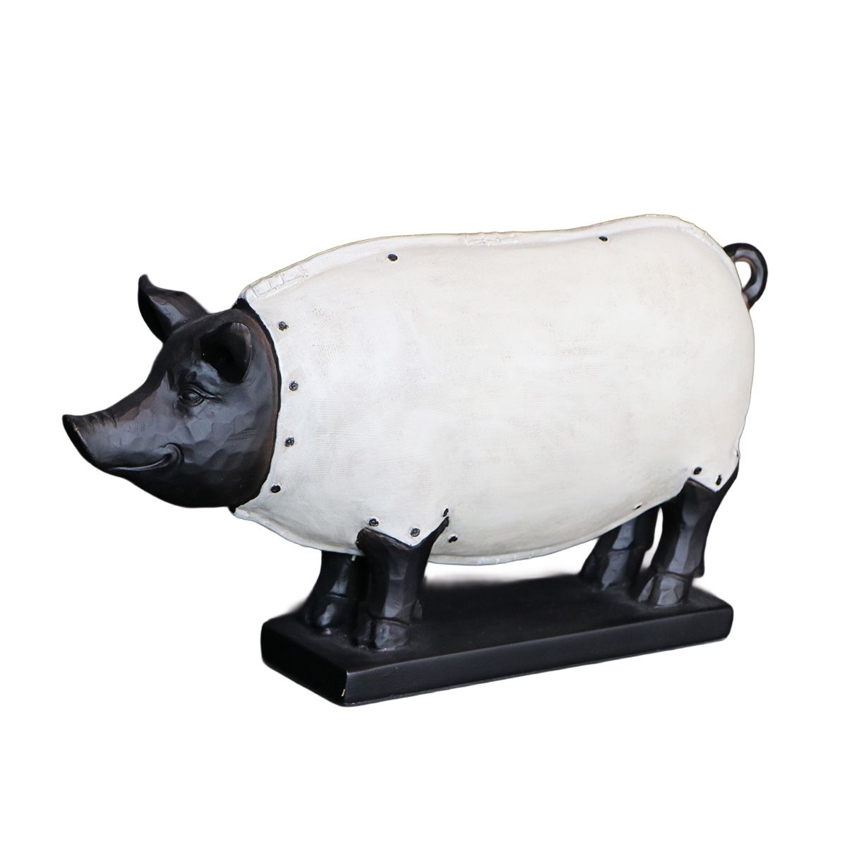 BROOKMAN - ADORNO CERDO PINKY POLIRESINA BLANCO 36 x 9,5 x 20 CM