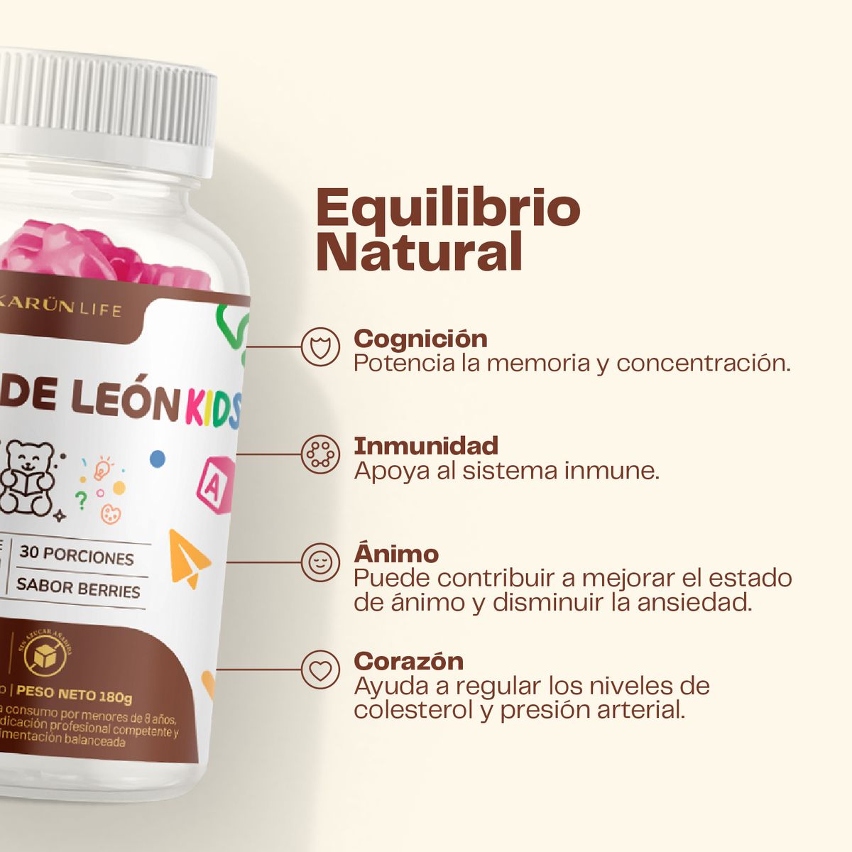 KARUNLIFE - Pack x2 Gomitas Melena de Leon Kids 120 Un Karun Life