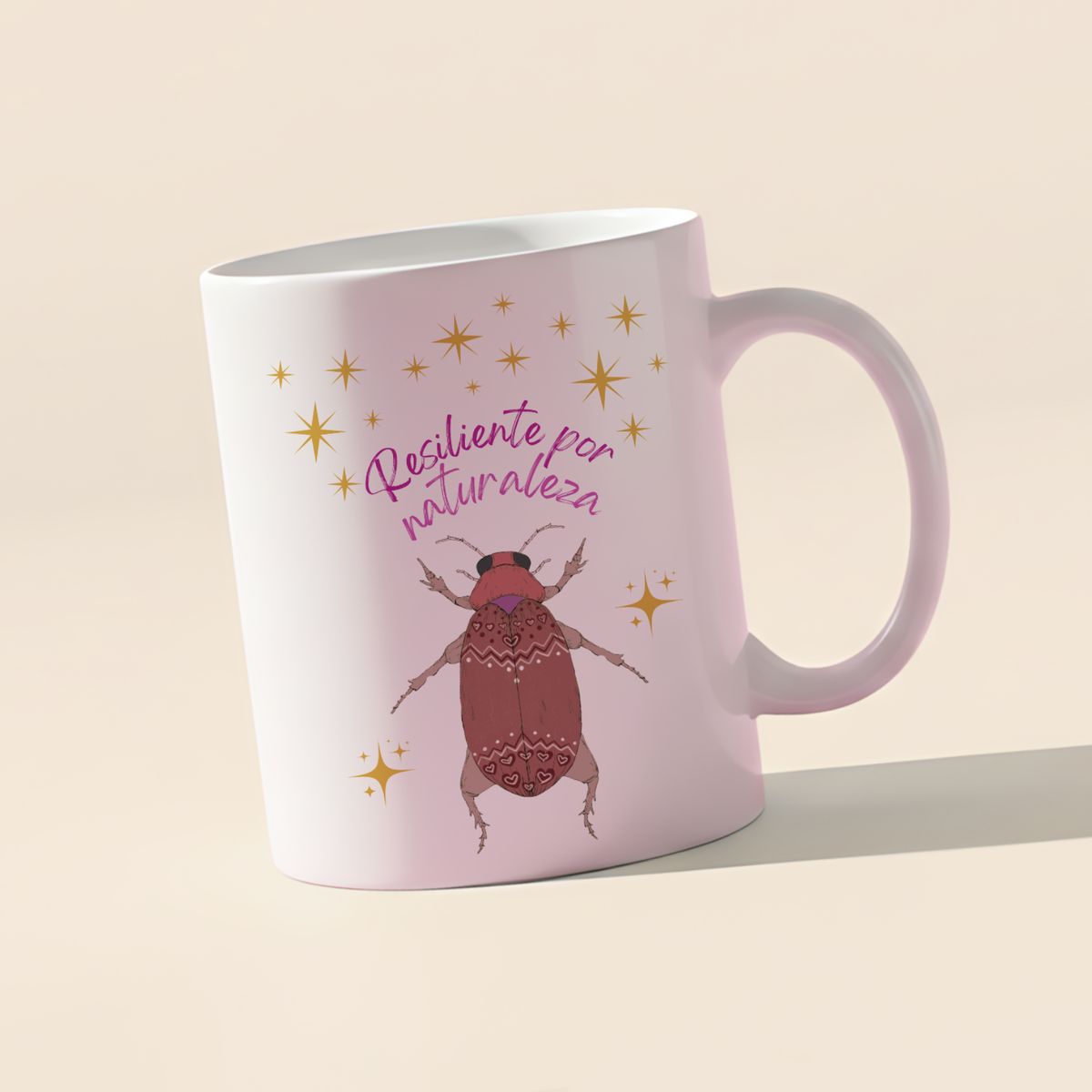 GENERICO - Taza motivacional escarabajo ilustrado 325ml