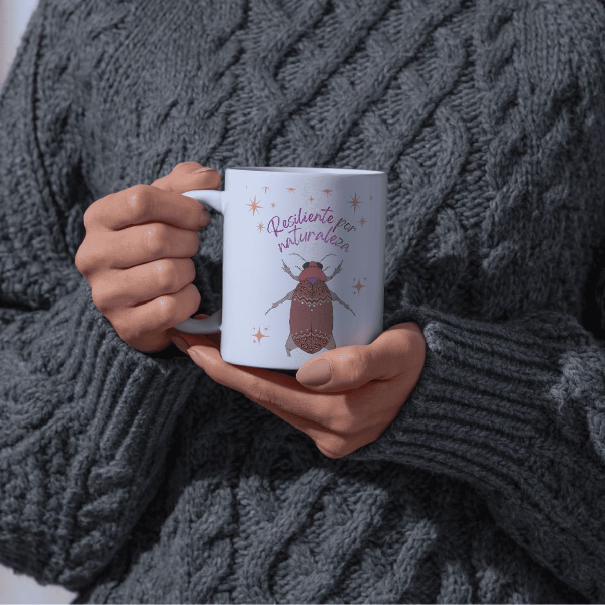 GENERICO - Taza motivacional escarabajo ilustrado 325ml