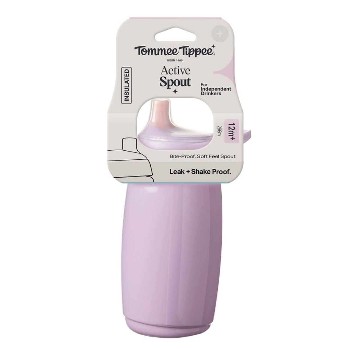 TOMMEE TIPPEE - VASO ANTIDERRAME 266ML ACTIVE SPOUT 12 MESES+ LILA