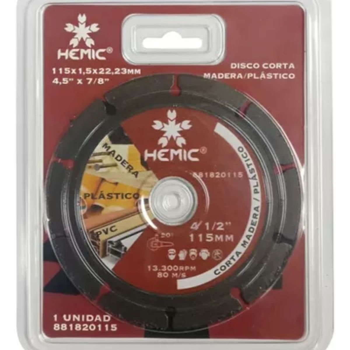 HEMIC - Disco Corta Madera y plastico 115mm Hemic