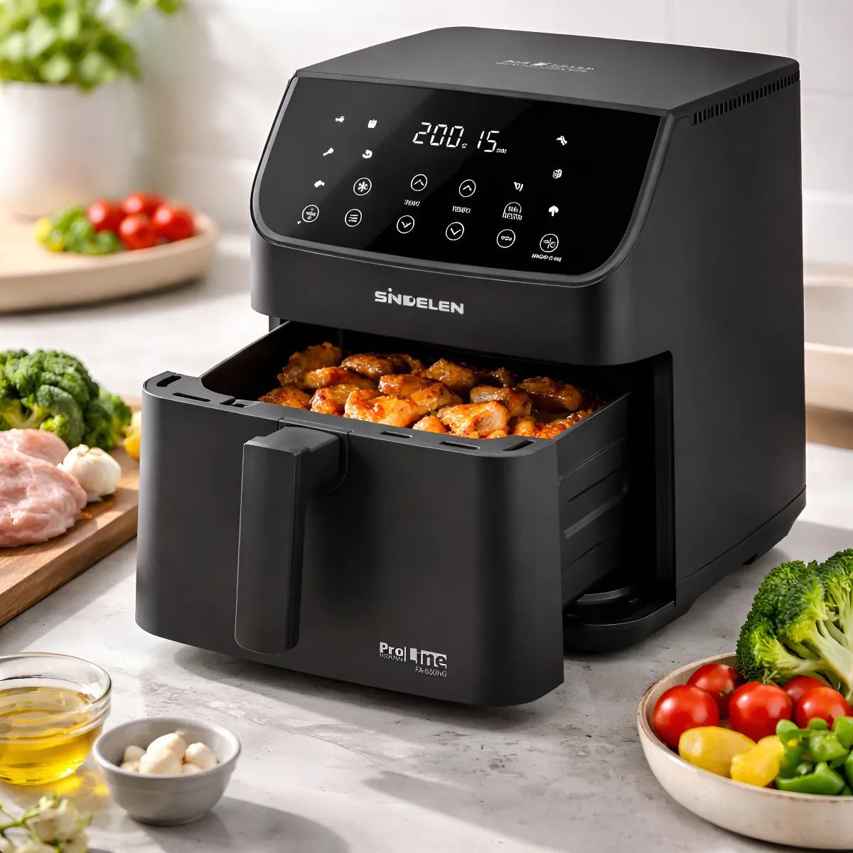 SINDELEN - Freidora Aire Sindelen 6.5lts Fa-650ng Panel Digital 10 Prog