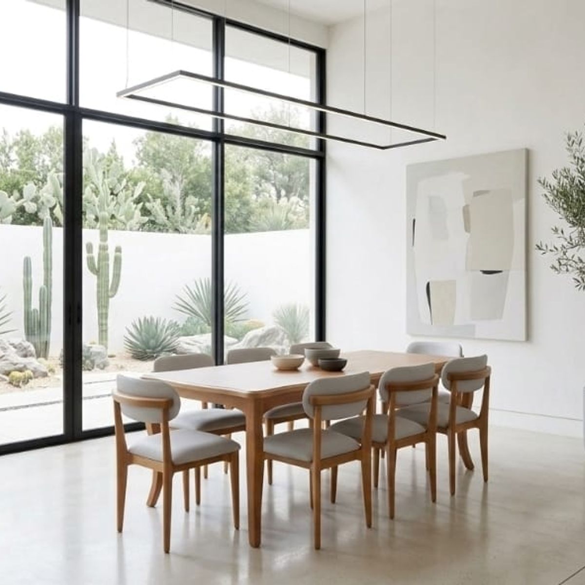 MUEBLES NATIVA - Comedor Mónaco 100x200 con 8 Sillas tapiz Crudo