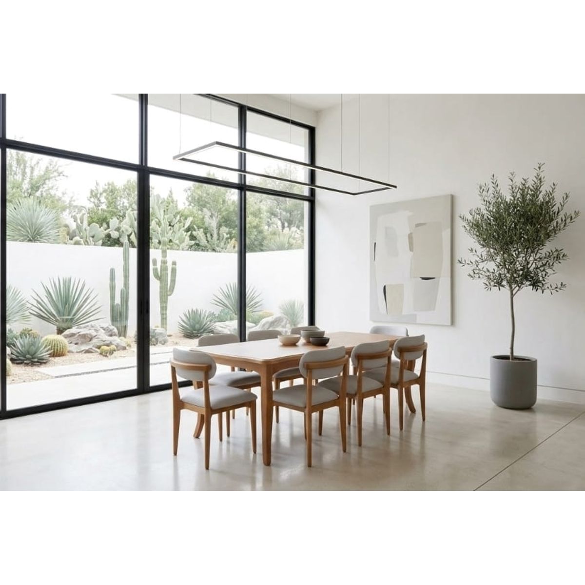 MUEBLES NATIVA - Comedor Mónaco 100x200 con 8 Sillas tapiz Crudo