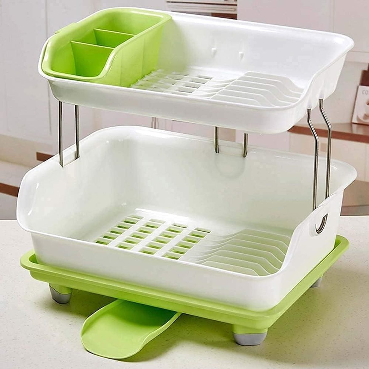 GENERICO - Escurridor de platos 2 niveles para organizar y secar utensilios de cocina