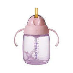 TOMMEE TIPPEE - VASO CON BOMBILLA Y ASAS 240ML TRAINER STRAW 6 MESES+ ROSADO