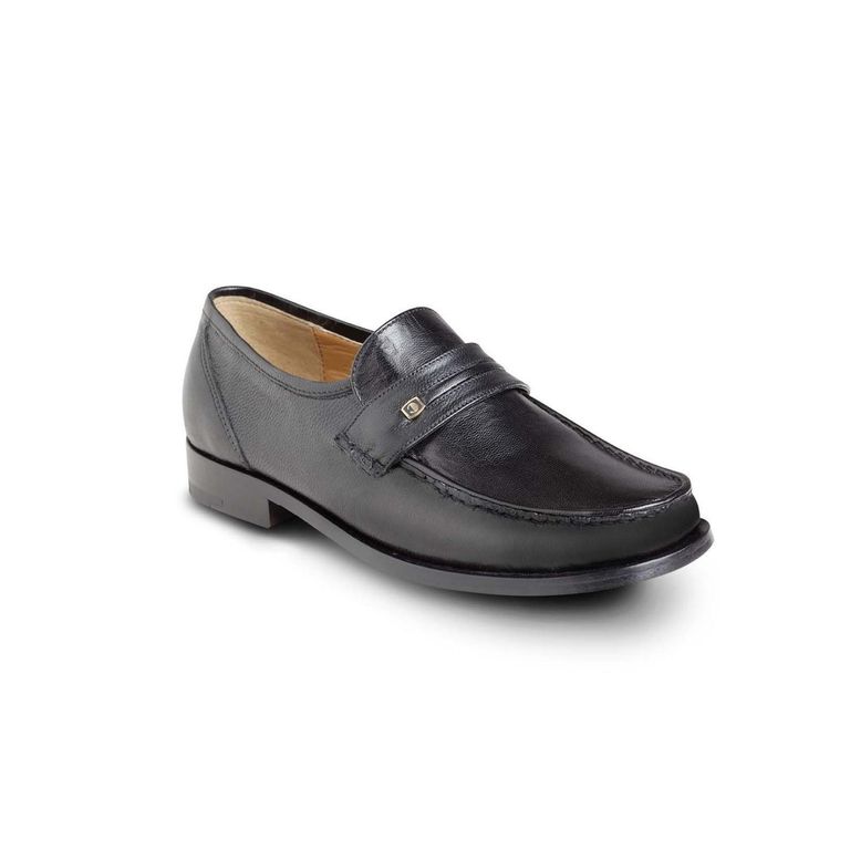 Mocasines Tubular Cuero Cabritilla Hombre Suela De Cuero Cab Negro