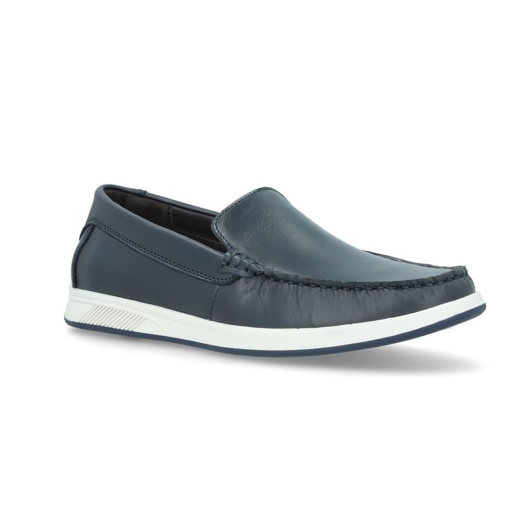 Zapatos Mocasín Náutico Hombre Cuero Faro Azul