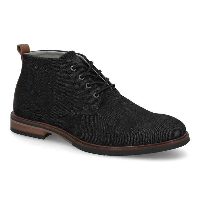 Botines Hombre Textil Cordones Elasticados Krapina-6-76 Negro