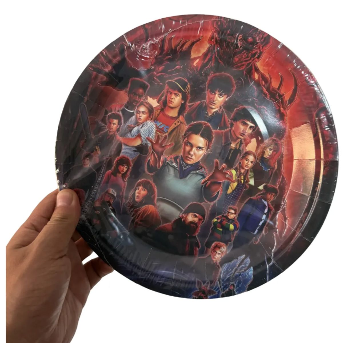 GENERICO - Pack 10 Platos Stranger Eleven Vecna 23cm Cumple Cumpleaños Rojo