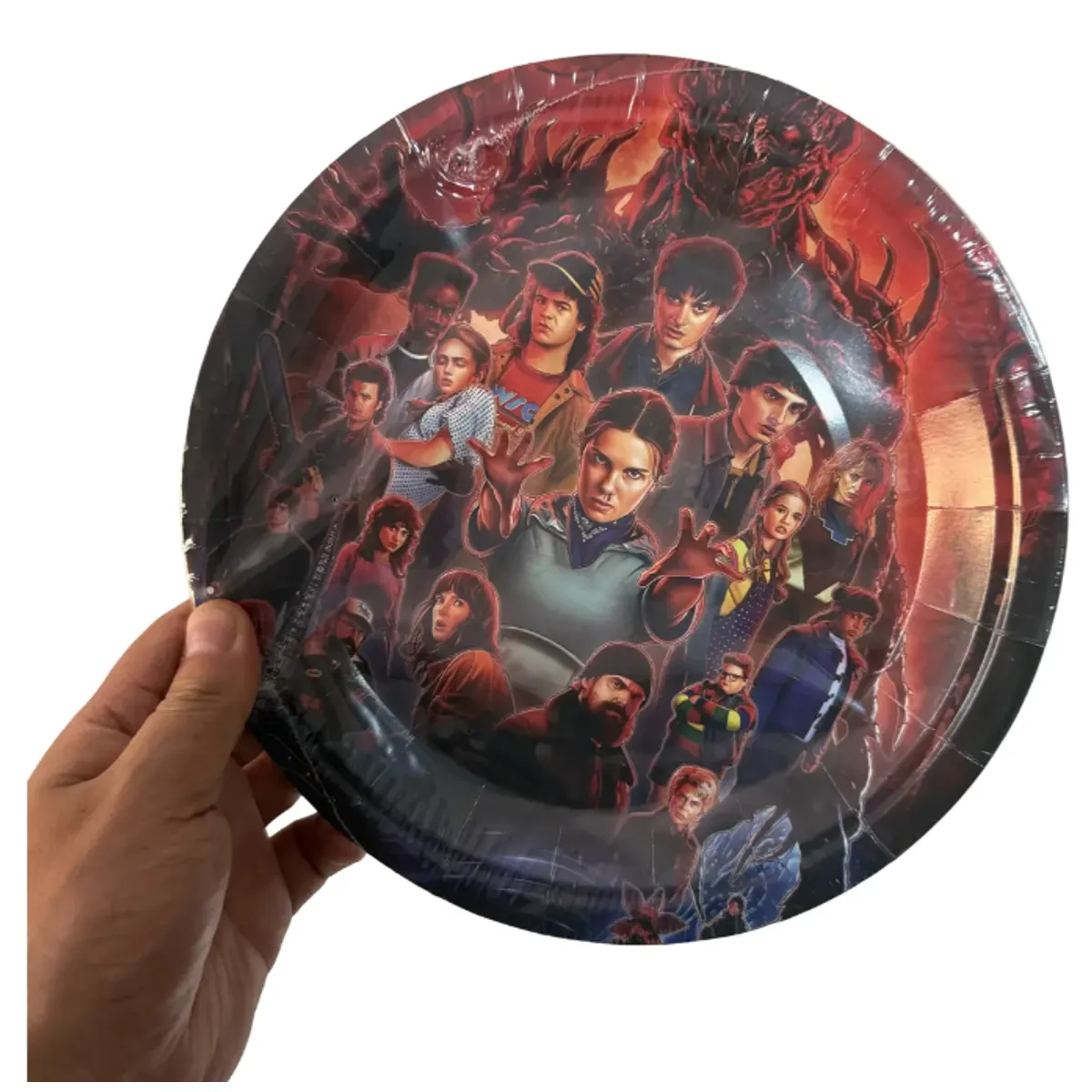 GENERICO - Pack 10 Platos Stranger Eleven Vecna 23cm Cumple Cumpleaños Rojo